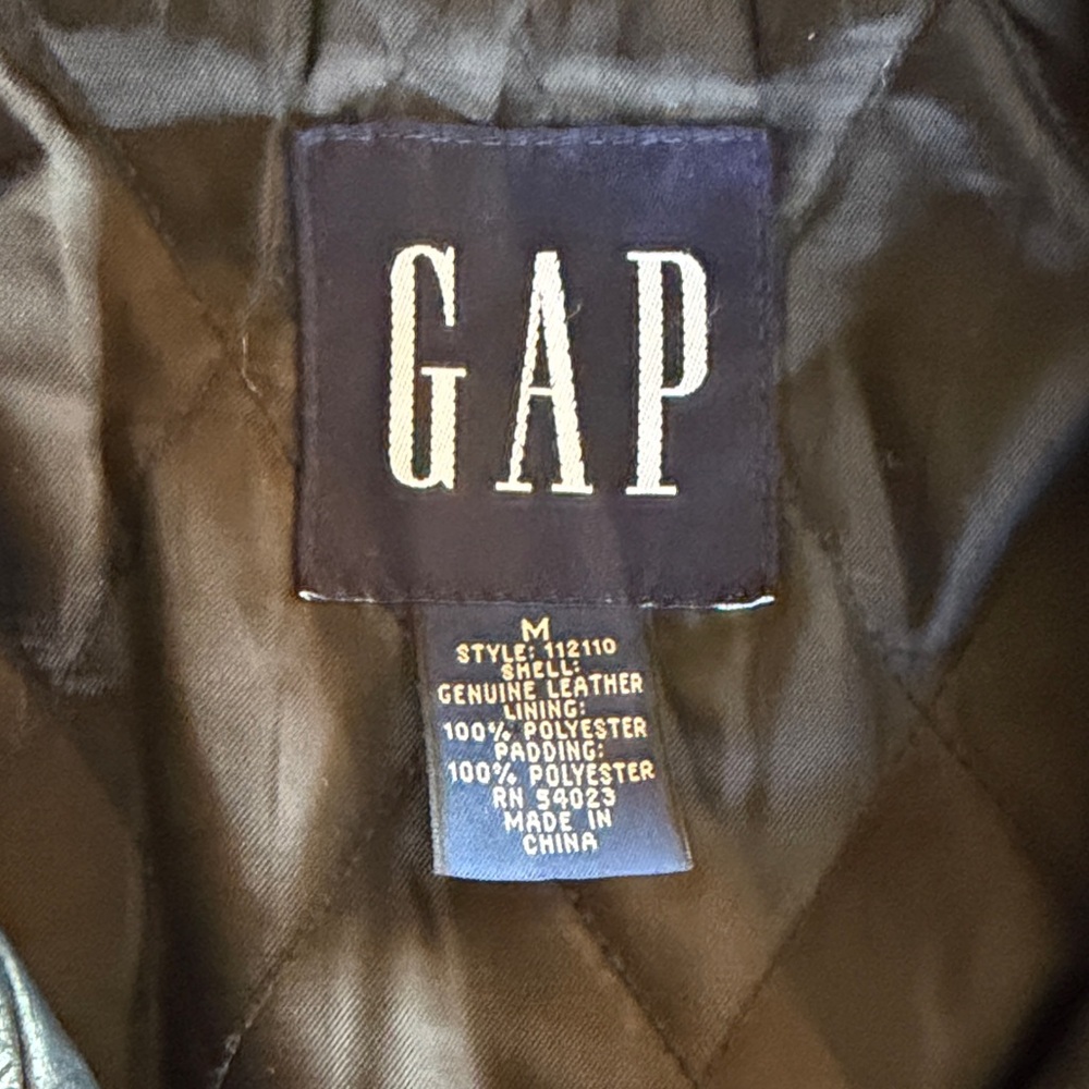 GAP Men's Black Leather Jacket - Picture 2 of 6